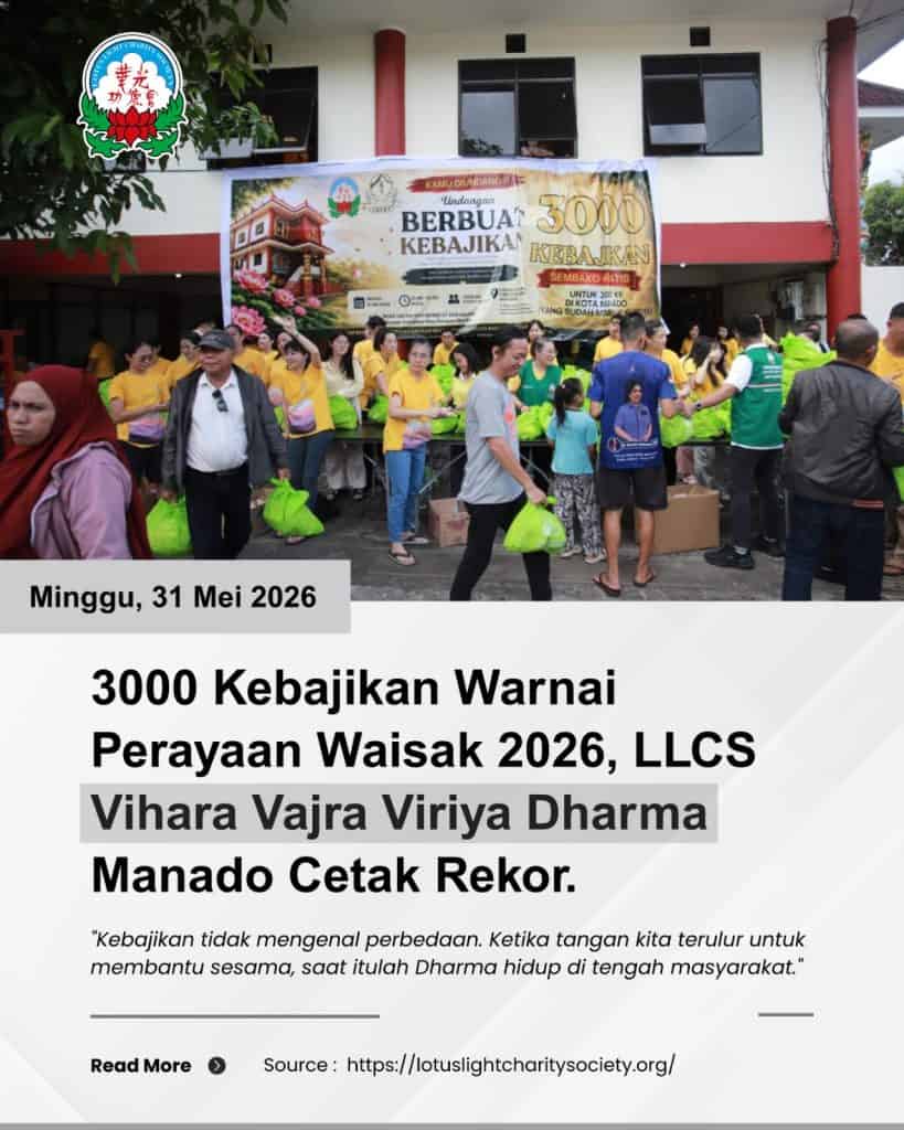 3000 Kebajikan Warnai Perayaan Waisak 2026, LLCS Vihara Vajra Viriya Dharma Manado Cetak Rekor